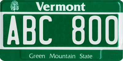 VT license plate ABC800