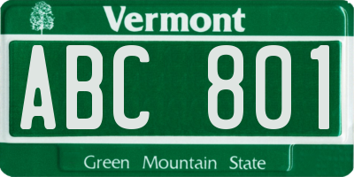 VT license plate ABC801