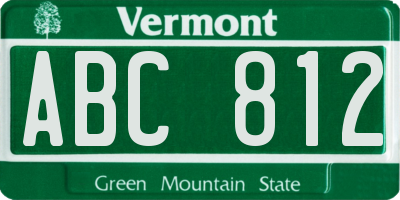 VT license plate ABC812