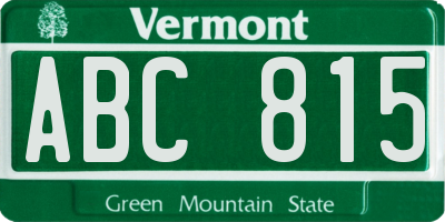 VT license plate ABC815