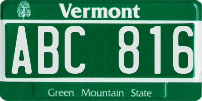 VT license plate ABC816