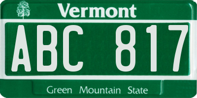 VT license plate ABC817