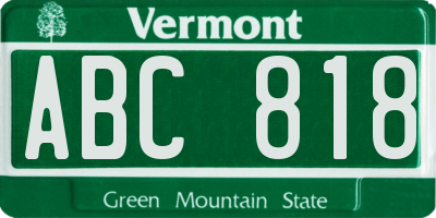 VT license plate ABC818