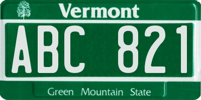 VT license plate ABC821