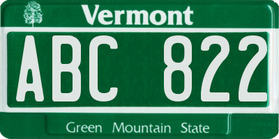 VT license plate ABC822