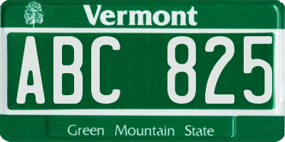 VT license plate ABC825