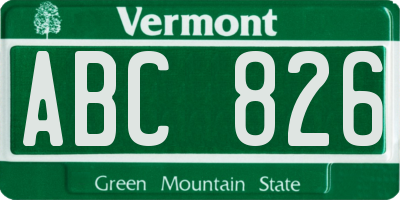 VT license plate ABC826