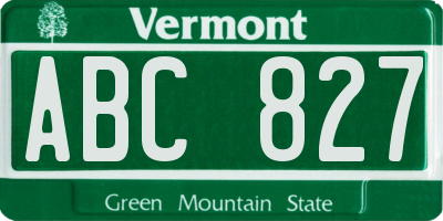 VT license plate ABC827