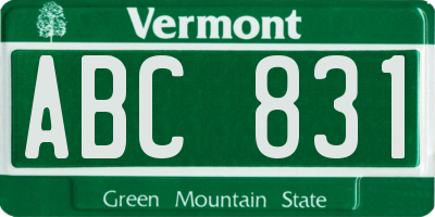 VT license plate ABC831