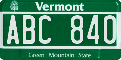 VT license plate ABC840