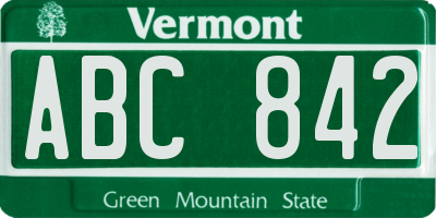 VT license plate ABC842