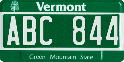 VT license plate ABC844