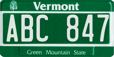 VT license plate ABC847