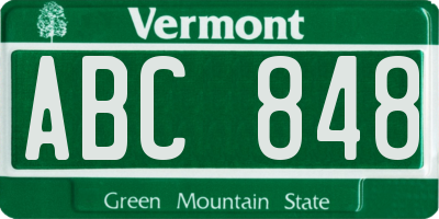 VT license plate ABC848