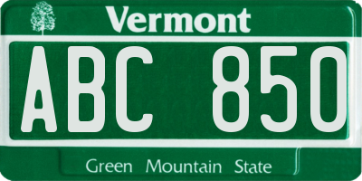 VT license plate ABC850