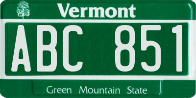 VT license plate ABC851