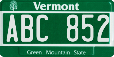 VT license plate ABC852