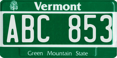 VT license plate ABC853