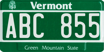 VT license plate ABC855