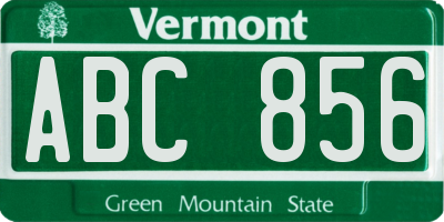VT license plate ABC856
