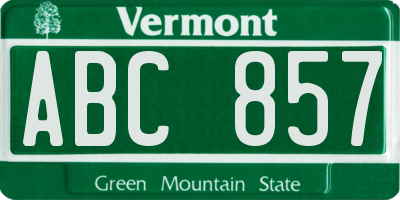 VT license plate ABC857