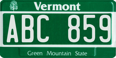 VT license plate ABC859