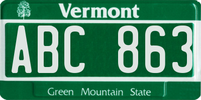 VT license plate ABC863