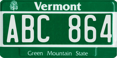 VT license plate ABC864