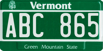 VT license plate ABC865