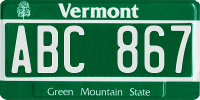 VT license plate ABC867