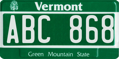 VT license plate ABC868