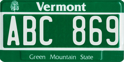VT license plate ABC869