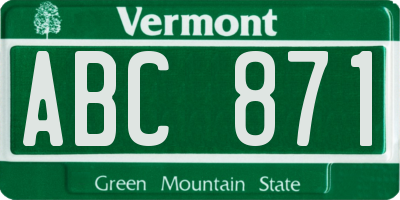 VT license plate ABC871