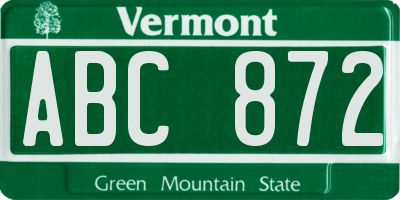VT license plate ABC872