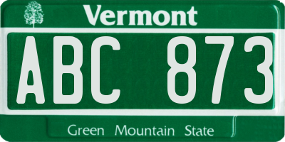VT license plate ABC873