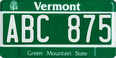 VT license plate ABC875