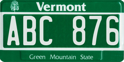 VT license plate ABC876