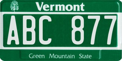 VT license plate ABC877