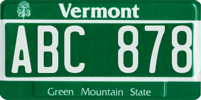 VT license plate ABC878