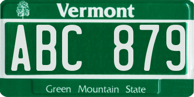 VT license plate ABC879
