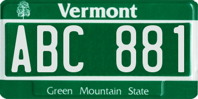 VT license plate ABC881