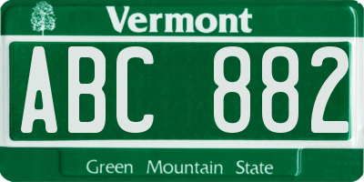 VT license plate ABC882