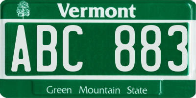 VT license plate ABC883