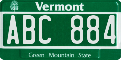 VT license plate ABC884