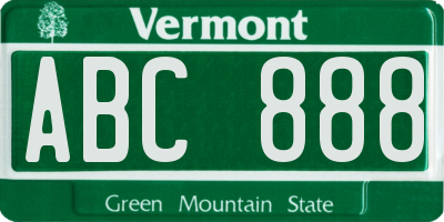 VT license plate ABC888