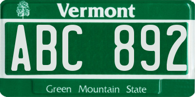 VT license plate ABC892