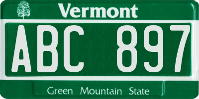 VT license plate ABC897