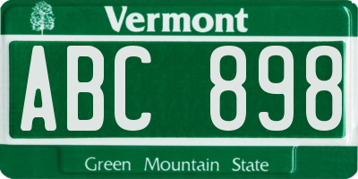 VT license plate ABC898