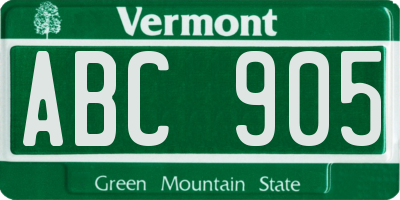 VT license plate ABC905