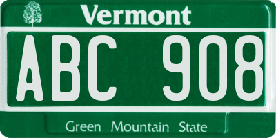VT license plate ABC908